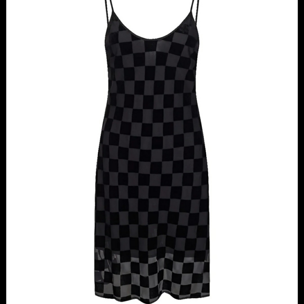 Black checkered dress.